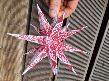 Preview: 1 x Rot Faltstern plus Lampenständer und Trafo - für Innen